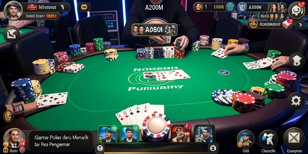 Tampilan gameplay A200M dengan suasana poker yang seru.