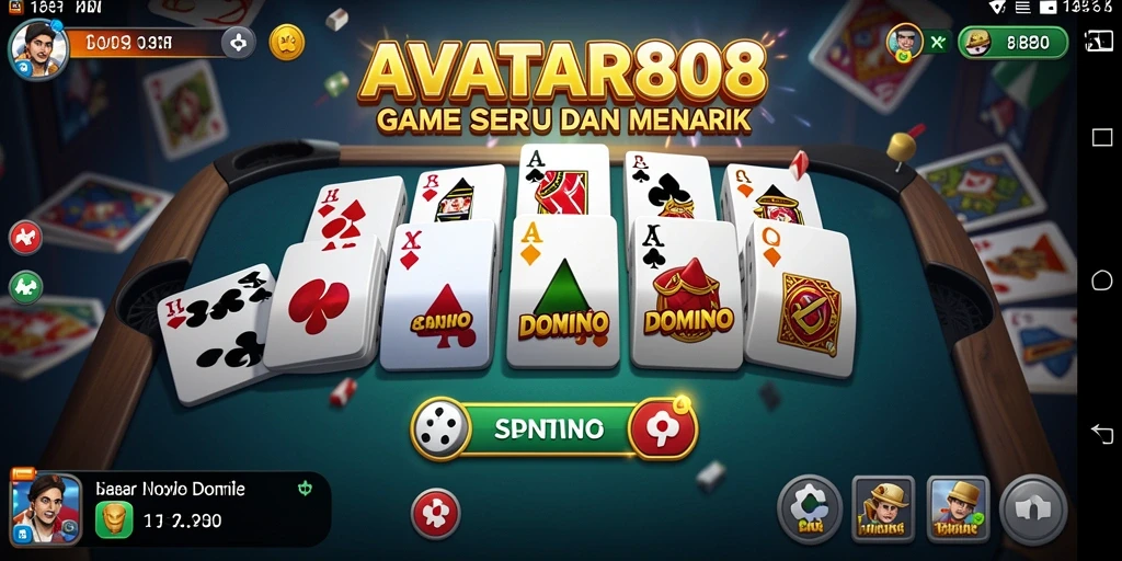 Screenshot gameplay AVATAR808 yang menunjukkan aksi domino seru.