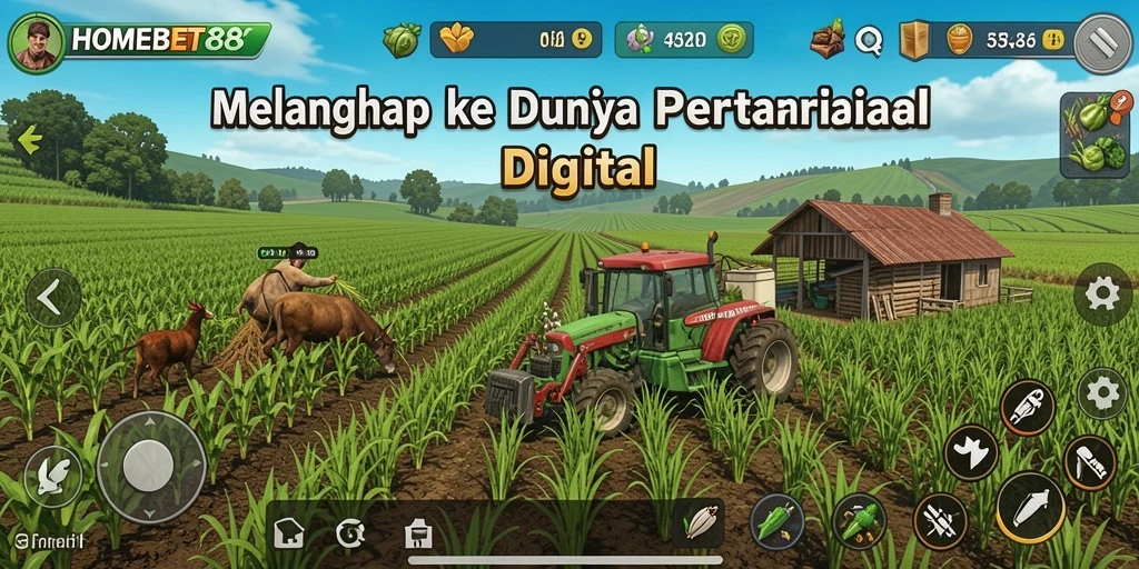 Tangkapan layar HOMEBET88 menampilkan aktivitas bercocok tanam yang seru.