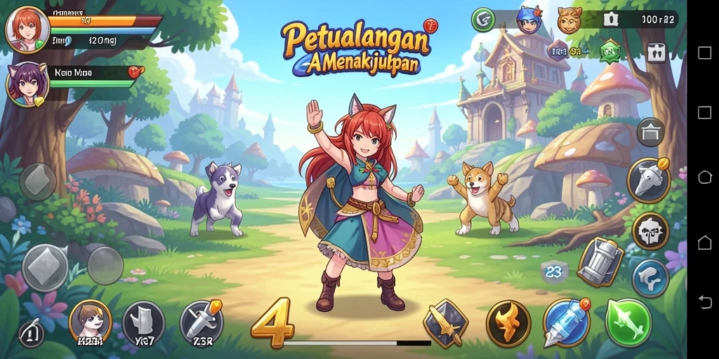 Screenshot gameplay K234 menampilkan aksi karakter anime yang dinamis.