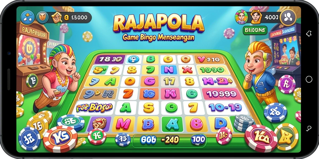 Tampilan gameplay seru dalam RAJAPOLA dengan Bingo menunggu Anda.